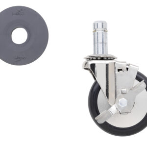 Metro 5" Plated Swivel Stem Casters Resilient Rubber Wheel Treads for Super Erecta Industrial Wire Shelving Racks