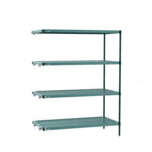 Metro Super Erecta Pro Industrial Wire 4-Shelf Restaurant Shelving Add-On Unit with Removable Plastic Mats