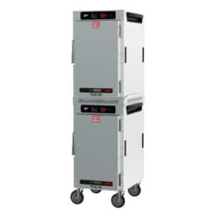 Metro HotBlox Narrow 16-Pan Insulated Dual-Cavity Mobile Holding Cabinet with Solid Door