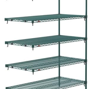 Metro Super Adjustable Super Erecta 4-Shelf and 5-Shelf Industrial Wire Shelving Add-On Units, Metroseal Green Epoxy