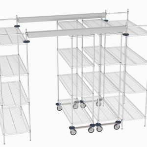 Metro Top-Track Overhead Track Shelving Complete Kit with Super Erecta Chrome Wire Shelves
