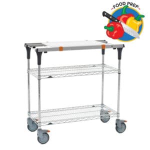 Metro PrepMate MultiStation Prep Station, Brite Zinc Wire Top and Bottom Shelves with Chrome Posts