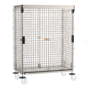 Metro Stainless Steel Super Erecta Standard-Duty Mobile-Ready Security Shelving Unit with SlideSecure Sliding Door