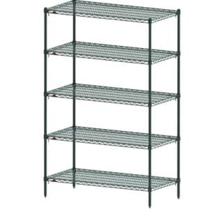 Metro Super Adjustable Super Erecta 4-Shelf and 5-Shelf Industrial Wire Shelving Starter Units, Metroseal Green Epoxy