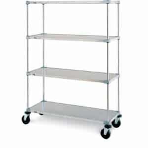 Metro Super Erecta 4-Shelf Industrial Solid Shelving Stem Caster Cart, Galvanized