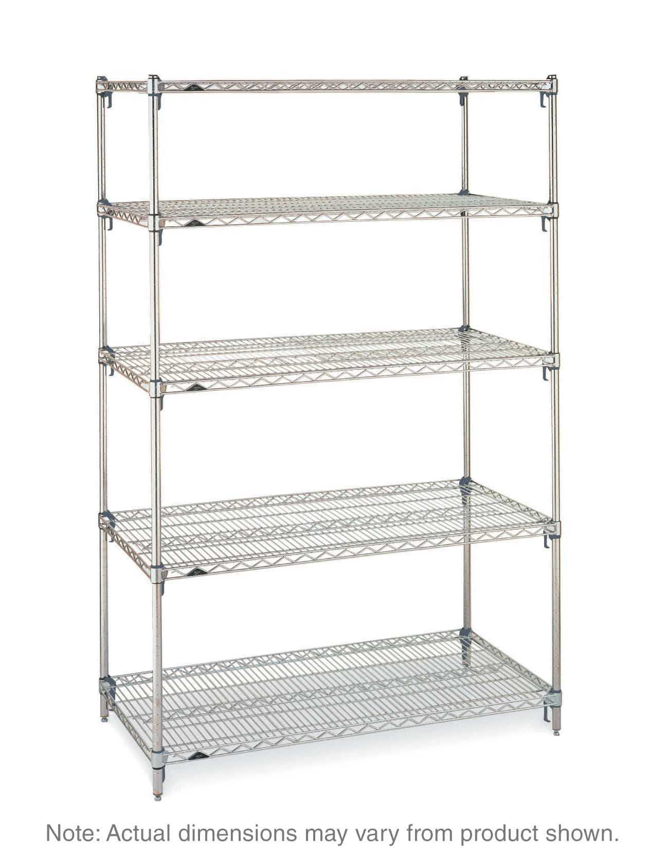 Metro Super Adjustable Super Erecta 4-Shelf and 5-Shelf Industrial Wire Shelving Starter Units, Chrome
