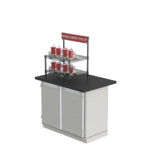 Metro Countertop Wire Shelving Order Pickup Station with Sign