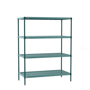 Metro Super Erecta Pro Industrial Wire 4-Shelf Restaurant Shelving Starter Unit with Removable Plastic Mats